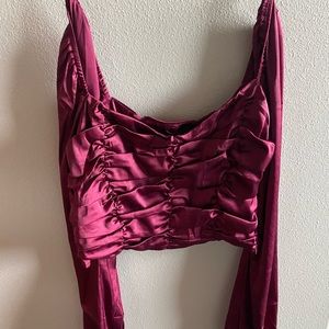 Forever 21 long sleeve silky crop top S